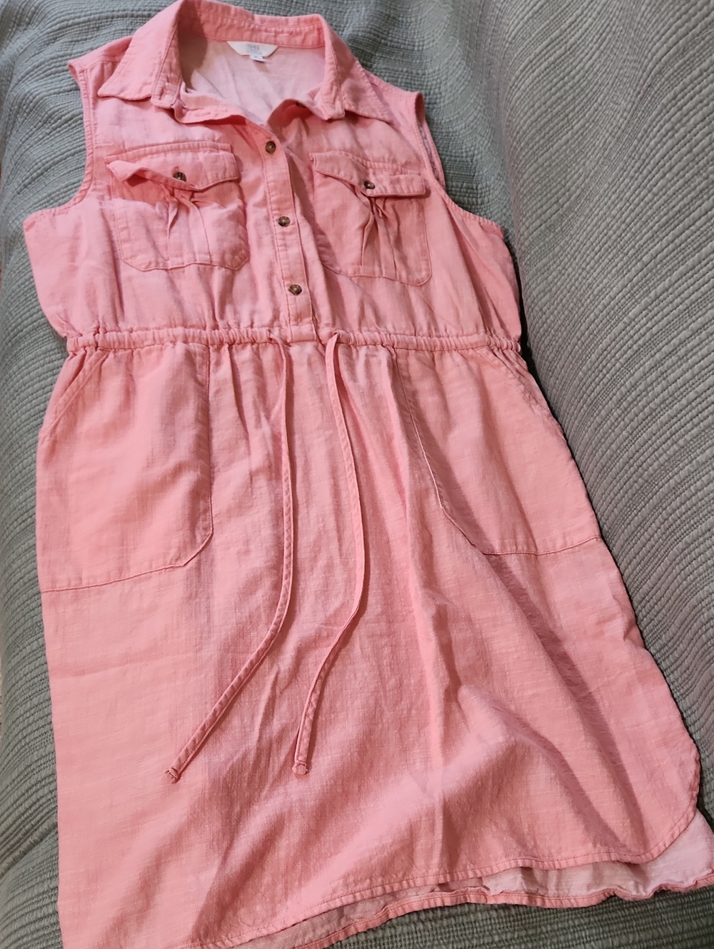 Time and Tru Sleeveless Pink Drawstring Shirt-Dress